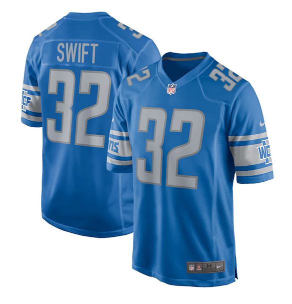 Men's Detroit Lions #32 D'Andre Swift 2021 Blue Vapor Untouchable Limited Stitched Jersey
